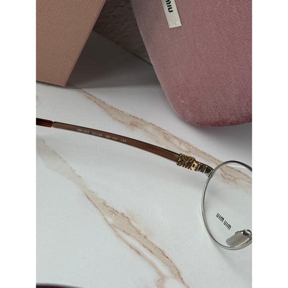 NEW Miu Miu M50ZV Silver Oval Metal Eyeglasses Frames main image 7